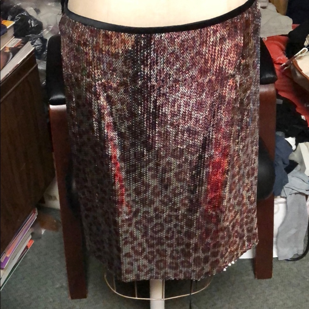 Nanette Lepore leopard sequin skirt size 8